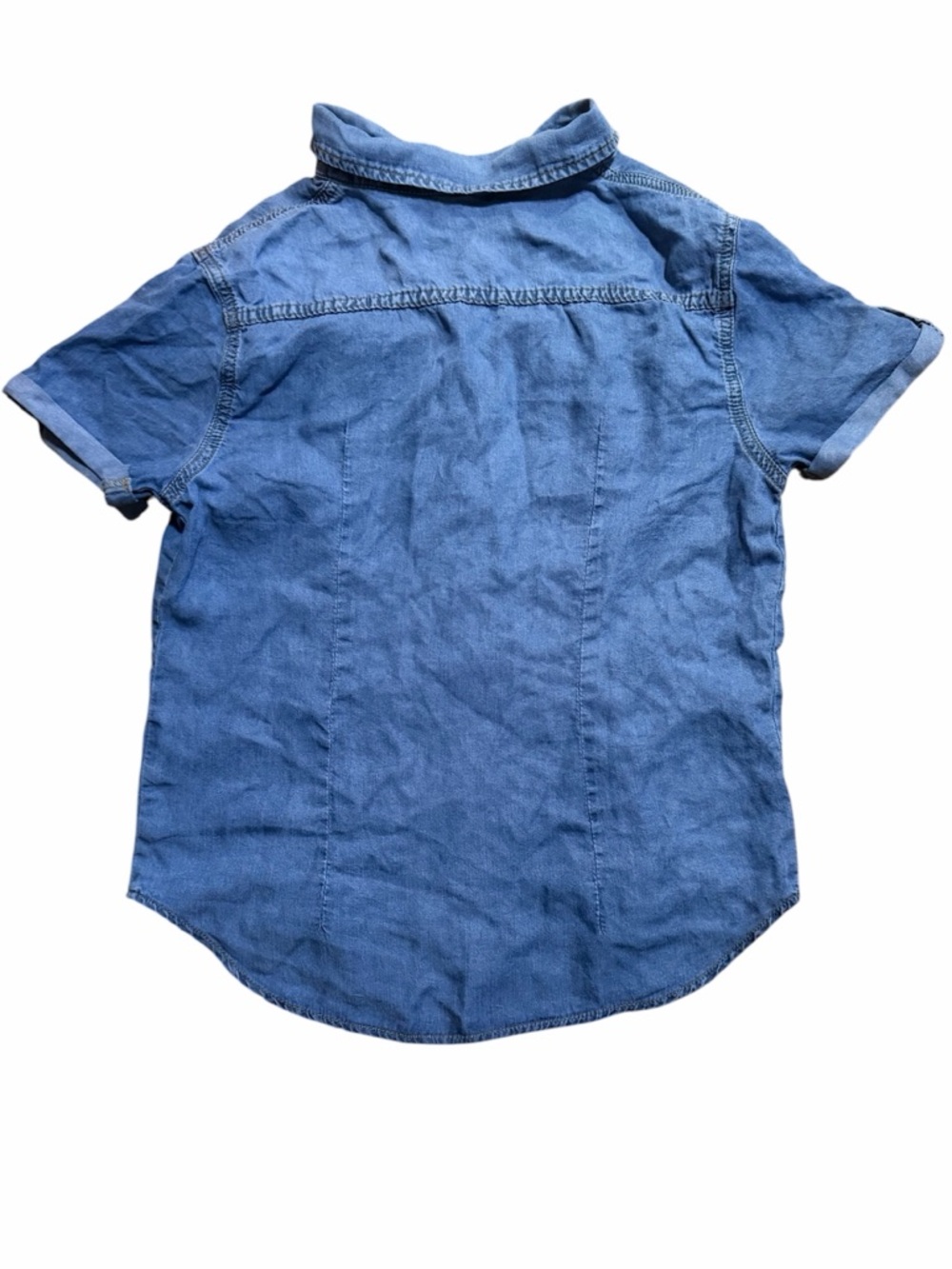 SHEIN Blue Short-Sleeve Denim Button-Down Shirt - Picture 4 of 6